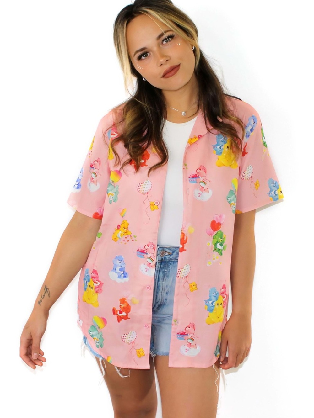 Cakeworthy Pink Care Bears Print Button down Shirt